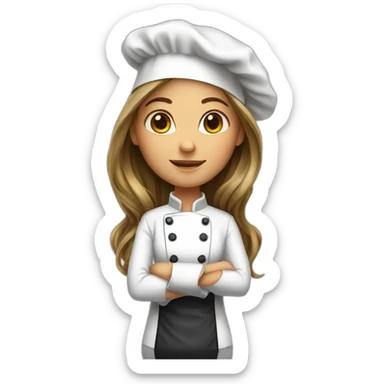 Chef girl long hair sticker
