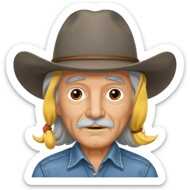 Elderly men with hats long hair  cow boy look sticker