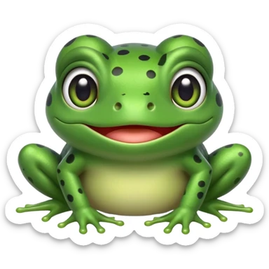 simple kawaii frog, very simple dot eyes, vey big pupils sticker