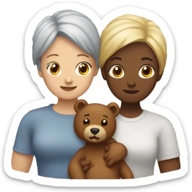 lesbian couple with Dino and bear sticker