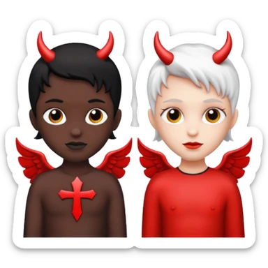 create a angel and devil in one emoji sticker