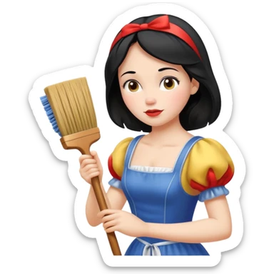 Snow White cleaning and dusting her room sticker