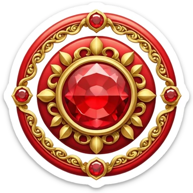Golden circle crest with red gems sticker