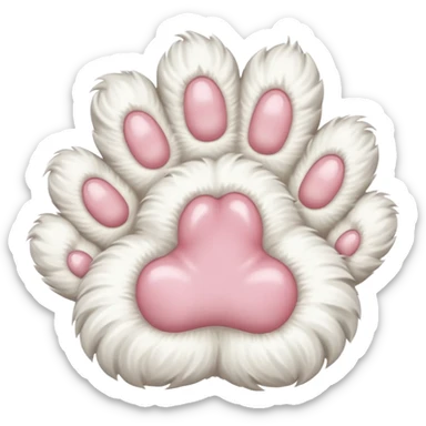 Fluffy white cat paw with six toes sticker