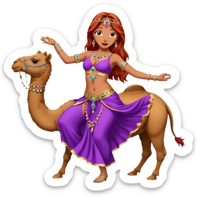 red hair purple dress belly dancer with camel sticker