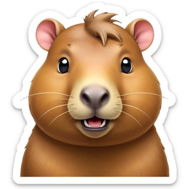 Cinematic Comical Capybara Portrait Emoji, Head tilted dramatically with an exaggeratedly shocked expression, featuring a robust, rotund build and a distinct capybara head with a broad snout and small ears, with wide, comically expressive eyes full of humorous disbelief, Simplified yet hilariously expressive features, highly detailed, glowing with a slightly sassy natural glow, high shine, dramatic yet playful, stylized with an air of quirky charm, soft glowing outline, capturing the essence of a meme-worthy capybara that looks ready to side-eye its way into viral fame! sticker