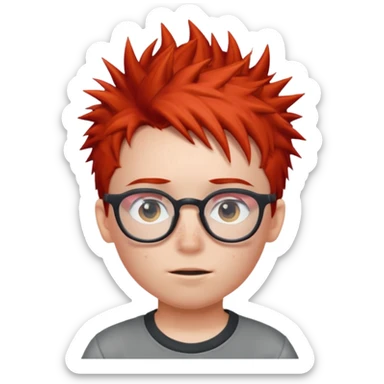 red spiky haired kid with glasses sticker