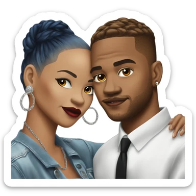 Hyper Realistic C Breezy and Rhianna romantic photo  sticker