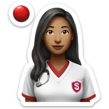 stanford physician asian black woman giving viewer a soccer red card sticker