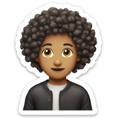 Shrug emoji but lightskin with a curly fro sticker