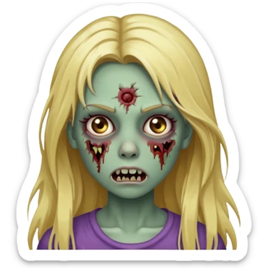 girl zombie with long blonde hair sticker