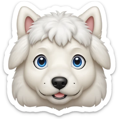 big blue eyed white dog sticker