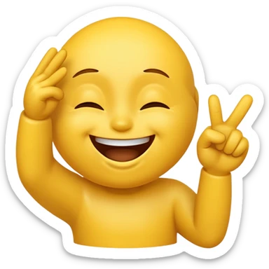a yellow emoji laughing with eyes closed pointing its fingers forward sticker