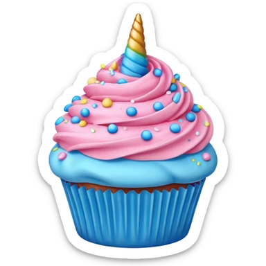 Cupcake with pink and blue icing and unicorn sprinkles  sticker