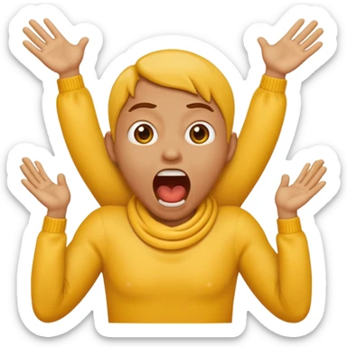 Yellow emoji doing choking emote with hands around neck and the emoji screaming  sticker