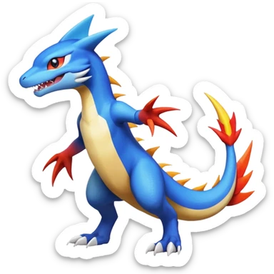 Garchomp-Veemon-Digimon-Latias-Peppercat-Pokémon-Flamedramon-fusion-animal-hybrid-creature, Full body  sticker