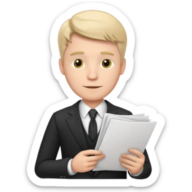 a white man in a formal suit walks with papers in his hands sticker