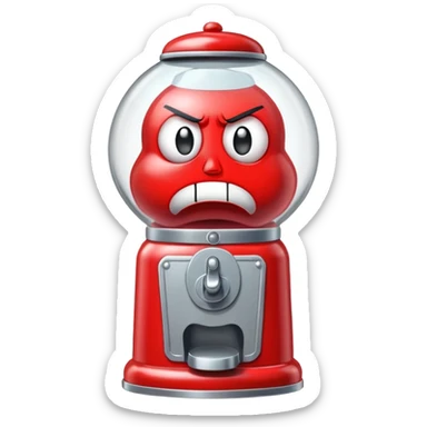 Gumball machine whit Cartoon angry eyes AND mouth  sticker