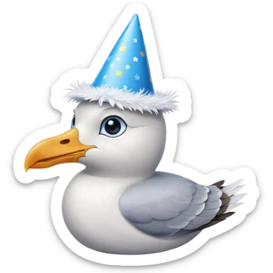 A seagull head with a party hat, without the body sticker