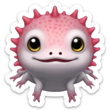 an axolotl with big black eyes, no mouth sticker