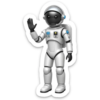 retro robot Astronaut in white EVA suit with silver visor helmet sticker