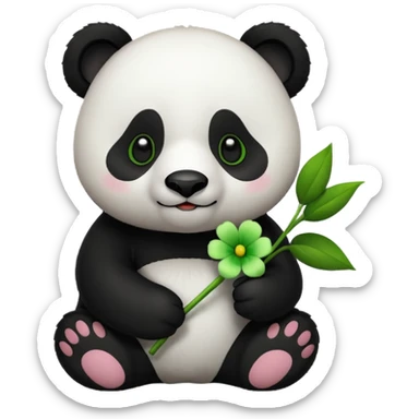 panda holding flower sticker