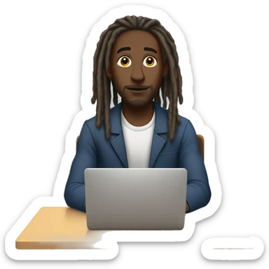 Black-guy-with-dreads-sitting-down-on-deskchair-facing-foward-focused-on-laptop-computer sticker