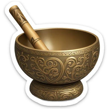 ornate Tibetan Singing bowl with stick sticker