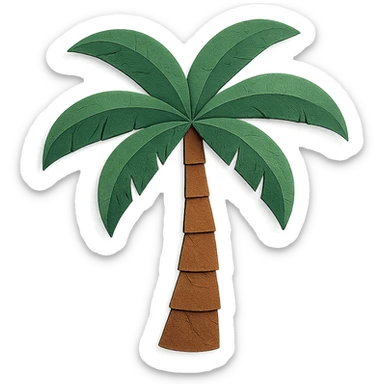 palm tree with layered paper effect on a white background, paper-craft style sticker