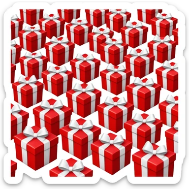 lots of red gift boxes with white bows sticker