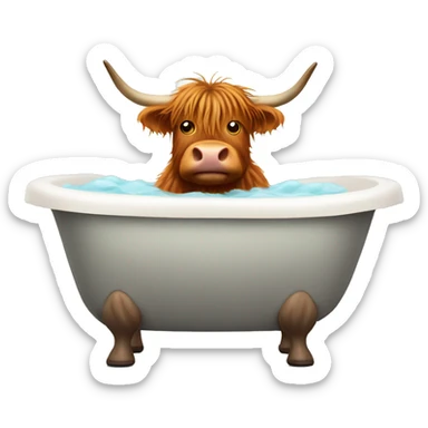 Highland cow in the bathtub sticker