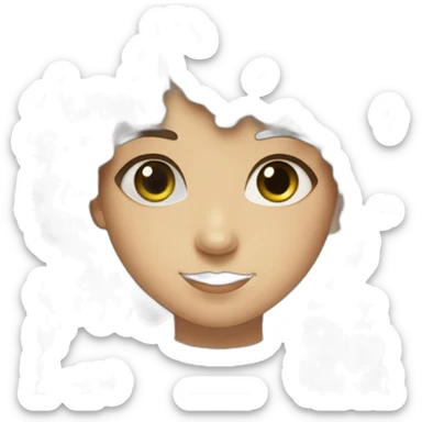 girl with brown curly hair and straight bangs with green eyes sticker