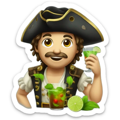 young italian pirate drinking mojito sticker