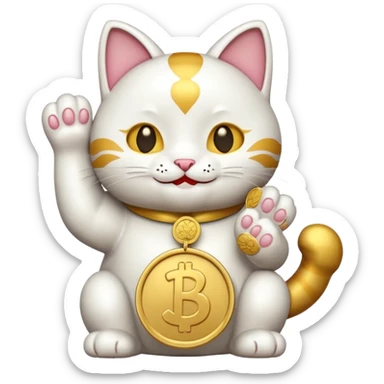 Lucky cat with coin in hand sticker