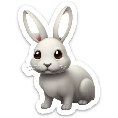 Conejo atigrado con ojos demoníacos en un bosque tenebroso al atardecer con brisa marina y con estrellas en el cielo sticker