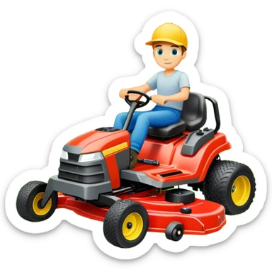 Boy on a zero turn mower sticker