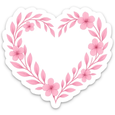 pink wreath heart, remove background sticker