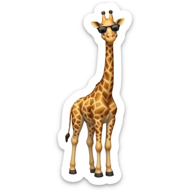 friendly anthropomorphised giraffe in casual clothing, wearing dark sunglasses, walking upright in relaxed pose sticker
