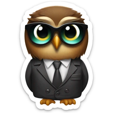 a rowlet brown owl emoji with sunglasses and a blazer disco outfit on sticker