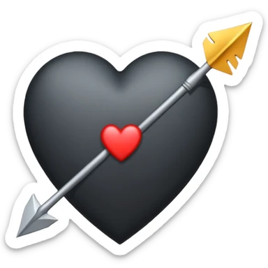 Black heart with cross arrow. Don't use red colour . Use normal Arrow which goes from one side and come out of other . Don't use fancy arrow. Make it that it goes from bottom right to come on top left. Don't use red colour. Use only one arrow 💘 sticker