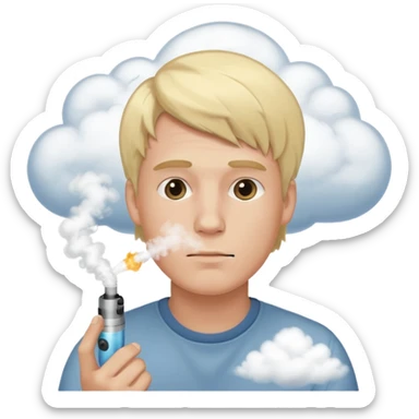 vaping male with blonde hair cloud of vapor sticker