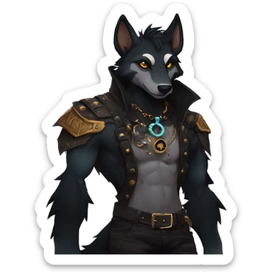 cool edgy dark animal fursona by griffsnuff & LiLaiRa & Falvie with badass colors and a collar full body sticker