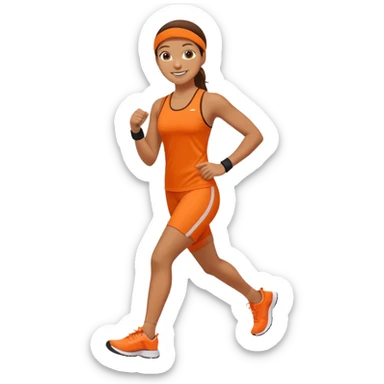 mach mir eine atheltischen typen mit orangener fitness kleidung der gerade einen sapziergang macht sticker