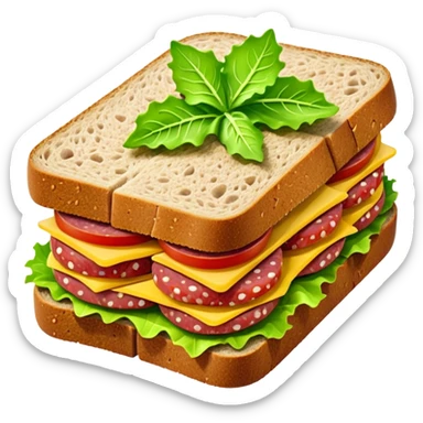 salami sandwich with pickles and lettuce sticker