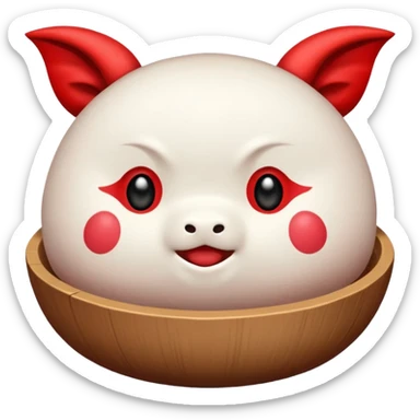 Un mochi japonés con cuernos y rabo de diablo  sticker