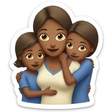 mother hugs two daughters sticker