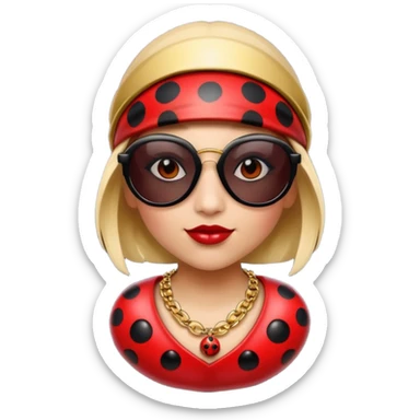 a ladybug thug with sunglasses and a necklace on sticker