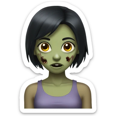 zombie girl with black hair sticker