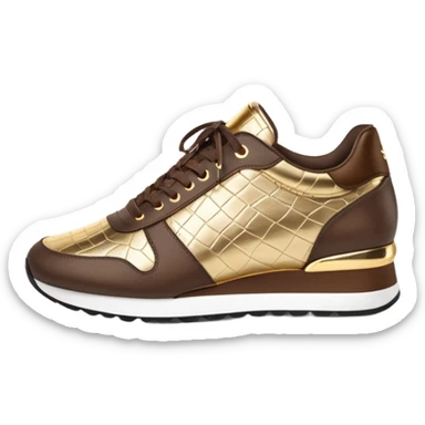 Metallic 24k gold and mocha brown womens stylish sneakers sticker