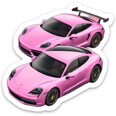 Moomintroll driving pink porsche taycan turbo s sticker